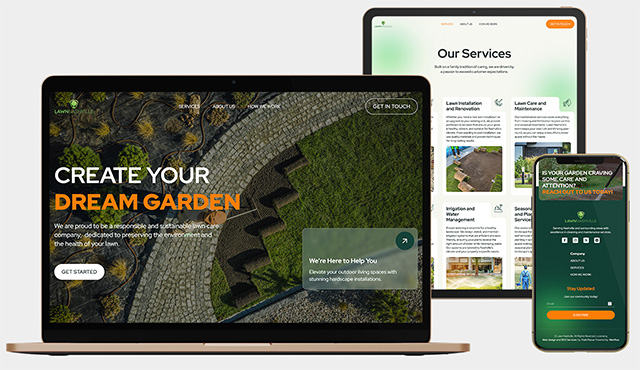 nashville lawn company website mockup desktop tablet mobile